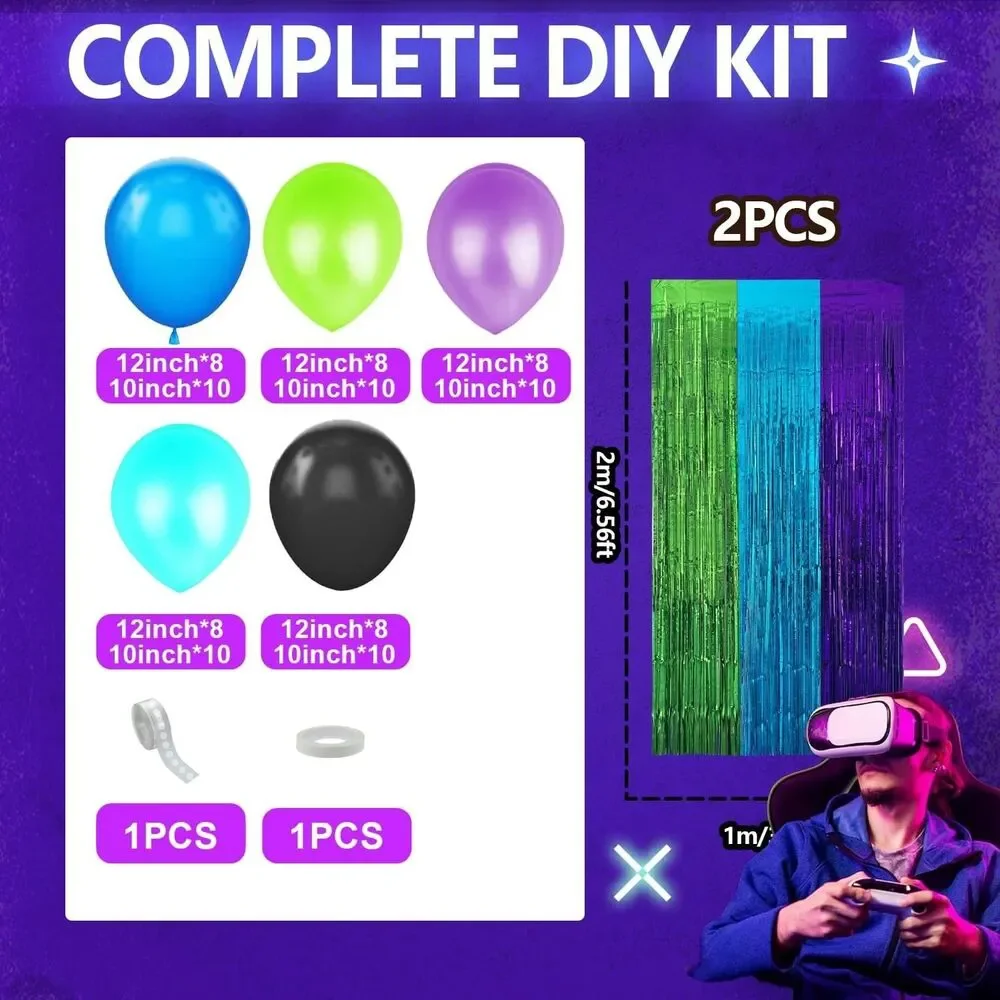 Video Gaming Balloon Garland Birthday Decor Kids Party Balloon Arch Kit NEW